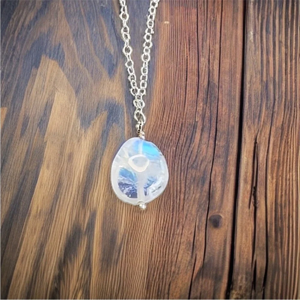 Hand Made Rainbow Moonstone Charm Necklace